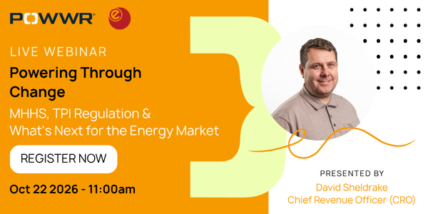 PowwrSoftware's tweet photo. Live webinar with @EnergyLiveNews!

David Sheldrake, our CRO, on MHHS, TPI regulation and what's next for the energy market.

⏰ 22nd October | 11AM

Register free: https://t.co/o6H0H8Xrb6 https://t.co/YFTiPYk5Wv