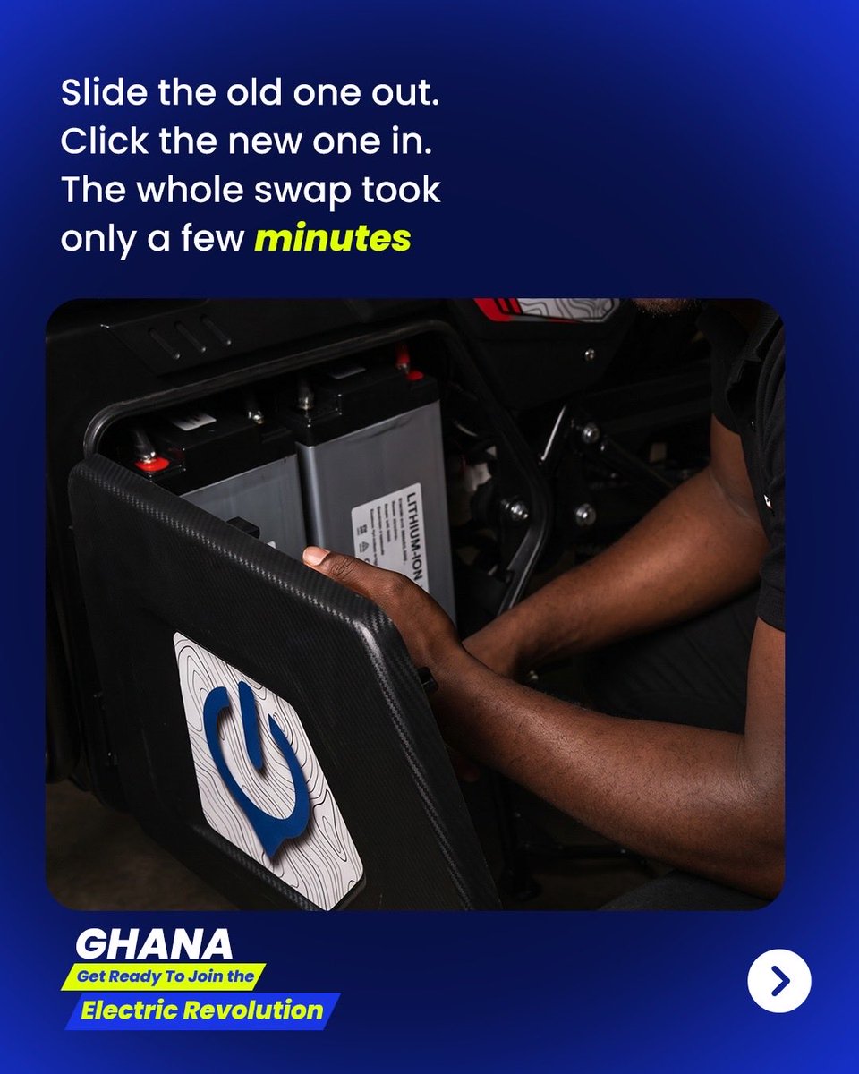 SpiroGhana_EV's tweet photo. You don’t have to wait for hours to charge a battery. The swap system has got you covered. Swapping is fast and easy. Just within some minutes and you’re back on the road.
#switchswapsave #electricrevolution #energyonthemove https://t.co/X7dAf50MNv