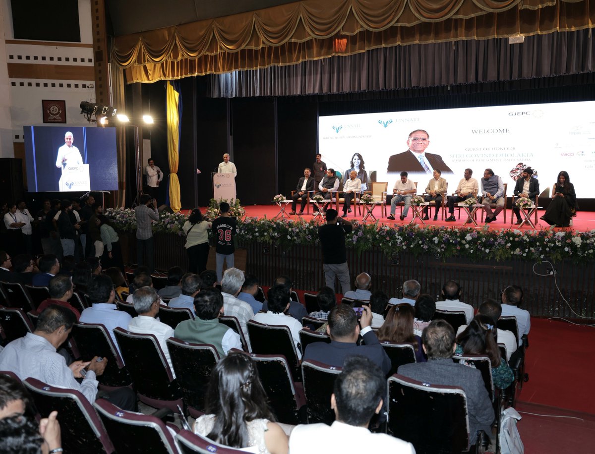 GovindLDholakia's tweet photo. The #gemsandjewelleryindustry has many opportunities for those who are willing to learn, build skills and grow.

It was encouraging to be part of the launch of UNNATI - Powering Women in Gems & Jewellery, an initiative of the @GJEPCIndia (The Gem and Jewellery Export Promotion Council), in Surat. The launch was also graced by Hon. Deputy Chief Minister of Gujarat Shri @sanghaviharsh ji along with Shri @kirit_bhansali ji, Chairman of GJEPC, and other respected members of the industry.

More than 1,100 women, including students, homemakers and women connected with the industry, came together for the launch. The first phase of UNNATI aims to enrol at least 200 women in skill development courses covering areas such as CAD jewellery design, diamond assorting and 4Cs grading, gemmology, stone setting, luxury retail and quality control.

I have always believed that when we give a person the right skill, we give them the confidence to move forward. UNNATI can open new doors for women to learn, build careers, become entrepreneurs and take on leadership roles in the gems and jewellery industry.

I appreciate #GJEPC and everyone who has come together to make this initiative possible.

This is a meaningful beginning, and I look forward to seeing many more women become a part of the growth and future of our industry.

#UNNATI #WomenEmpowerment #SkillDevelopment