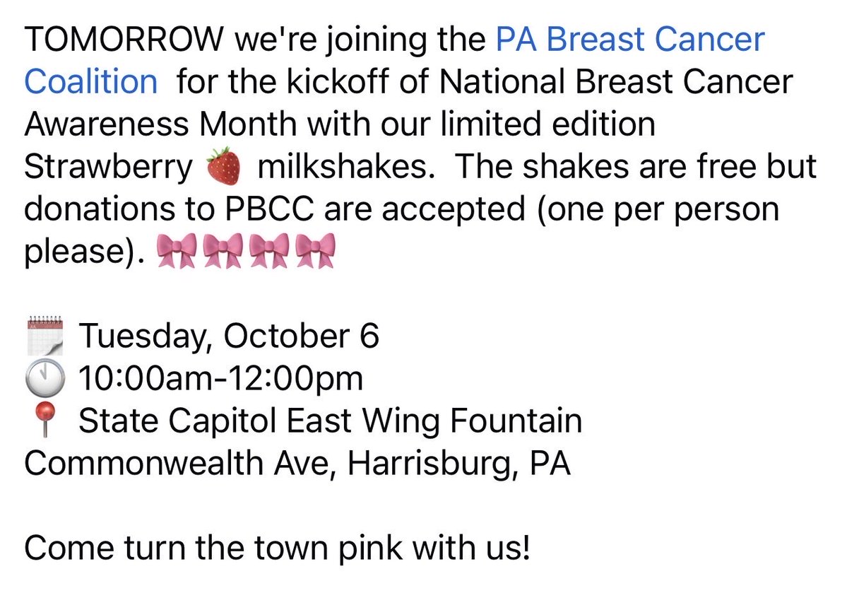 padairymens's tweet photo. We stand with all those touched by breast cancer and join the fight for a cure. ❤️

#everyshakesupportsacause #BreastCancerAwarenessMonth https://t.co/8lAg9gAabv