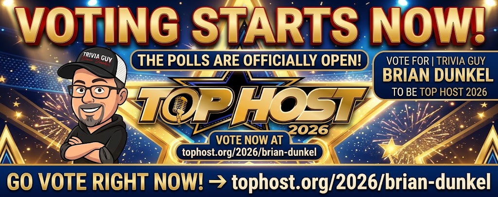 bcdunkeltrivia's tweet photo. Itโs GO TIME! ๐๏ธ Voting for #TopHost2026 starts NOW! ๐
Time to make your #TriviaGuy Brian Dunkel Top Host!
Click the link, bookmark the page, and VOTE every single day. Let's make it happen! ๐ฅ https://t.co/1RnUQNQ7td #PremierTrivia #Wisconsin #HostLife #Podcast https://t.co/Y8VgLdur0z