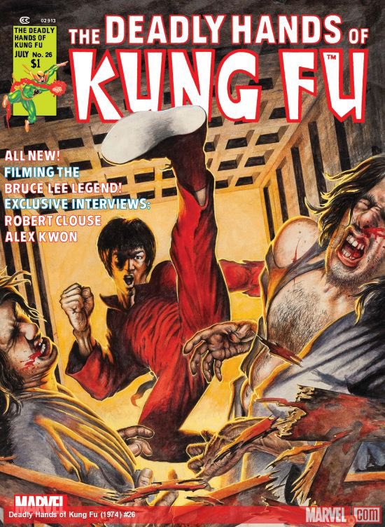 bruceleedragon1's tweet photo. Bruce Lee Amazing Cover of Marvel Comics "The Deadly Hands of Kung Fu" #26!  Released with a cover date of  July 1st 1976 ! The $1 Oversized Black-and-white Magazine , features a Bruce Lee Flying Kick cover created by famous artist Malcolm McNeill. https://t.co/sBRZKVbODi