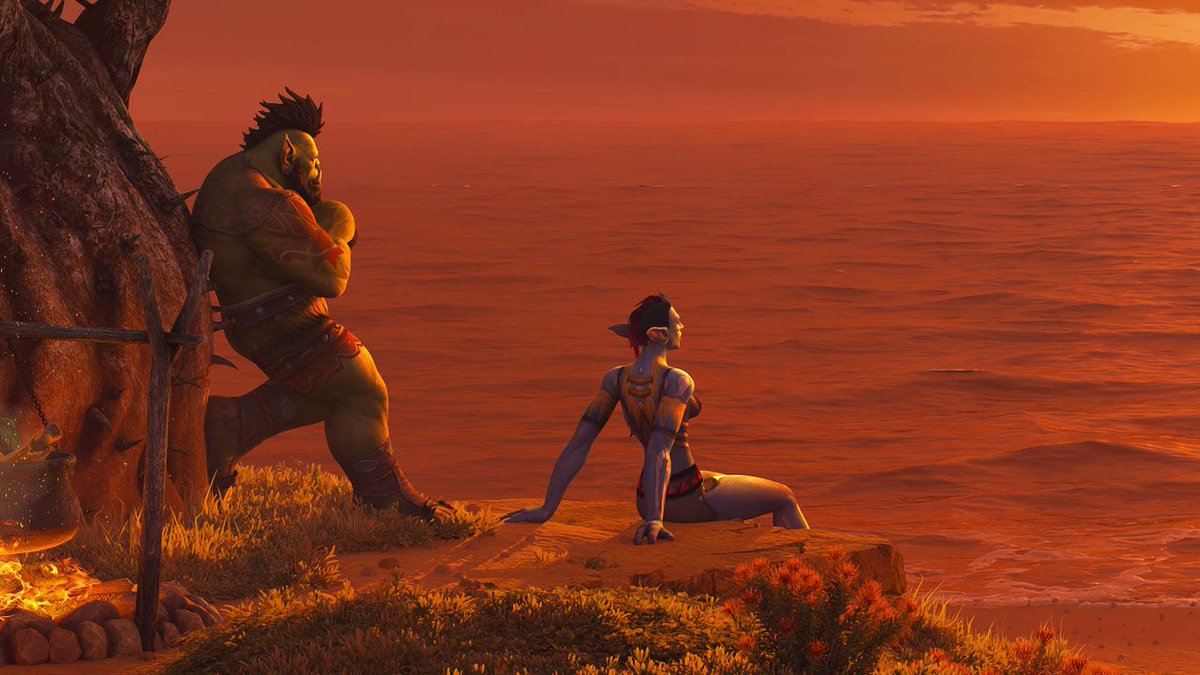 ima_dreamwalker's tweet photo. My first artwork inspired by WoW: Forever. The new red ambient light and fog at dusk make Durotar look surprisingly peaceful.
The crawler mucus collecting can wait until tomorrow. There’s a sunset to watch. https://t.co/YAnTuolTB1