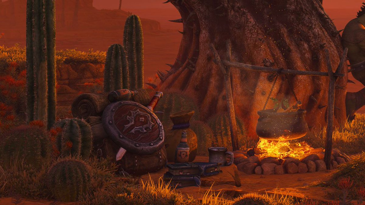 ima_dreamwalker's tweet photo. My first artwork inspired by WoW: Forever. The new red ambient light and fog at dusk make Durotar look surprisingly peaceful.
The crawler mucus collecting can wait until tomorrow. There’s a sunset to watch. https://t.co/YAnTuolTB1