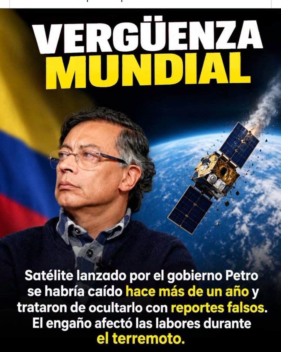 Mariano_OspinaP's tweet photo. El gobierno del presidente Gustavo Petro ordenó el lanzamiento del nanosatélite FACSAT-2 Chiribiquete, el cual salió de órbita y se desintegró prematuramente el 27 de octubre de 2025 tras operar solo 30 meses. Fue puesto en órbita el 15 de abril de 2023 con un cohete Falcon 9 de SpaceX, requiriendo una inversión de unos $3.400 millones.
Tras la desintegración del satélite en octubre de 2025, el régimen del M-19 no lo comunicó a la ciudadanía. La opinión pública se enteró casi un año después (en septiembre de 2026), tras las denuncias de la comunidad científica cuando no se pudo contar con el dispositivo para apoyar la emergencia surgida del sismo del 10 de agosto de 2026.