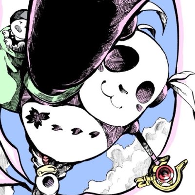 A colorful manga-style illustration showing the characters Mokona and Kuro from CLAMP's Magic Knight Rayearth.