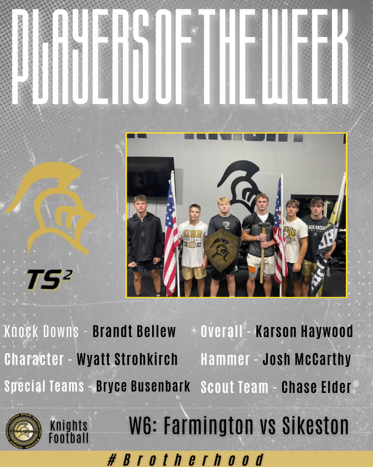 knightfbnation's tweet photo. Congratulations to our Week 6 (Sikeston) Players of the Week!!! 

Never Stop Improving

#knights #toughsmartstrong #playersoftheweek https://t.co/OpE7q09Y1u