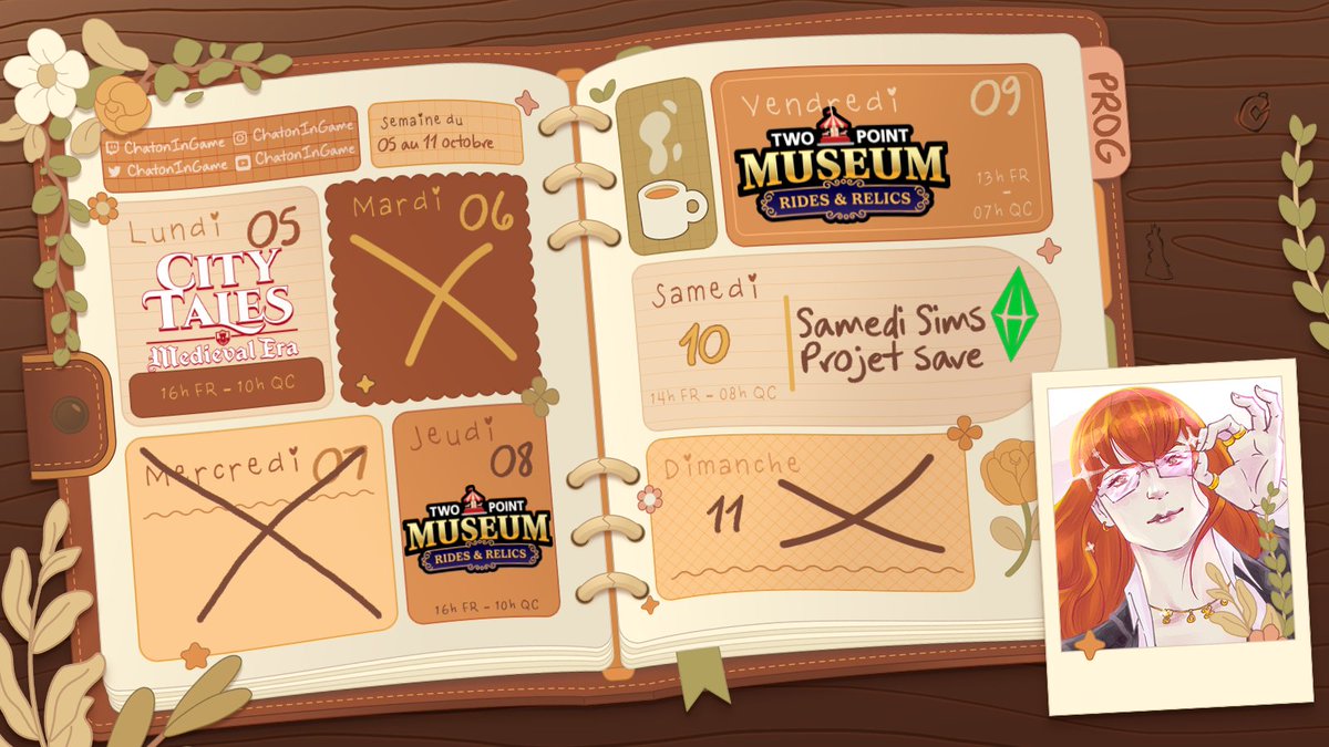 ChatonInGame's tweet photo. En live cette semaine : un city-builder médiéval, le nouveau DLC de Two Point Museum et notre projet de save complète sur Les Sims 4 ! https://t.co/mYJPtu2nxF