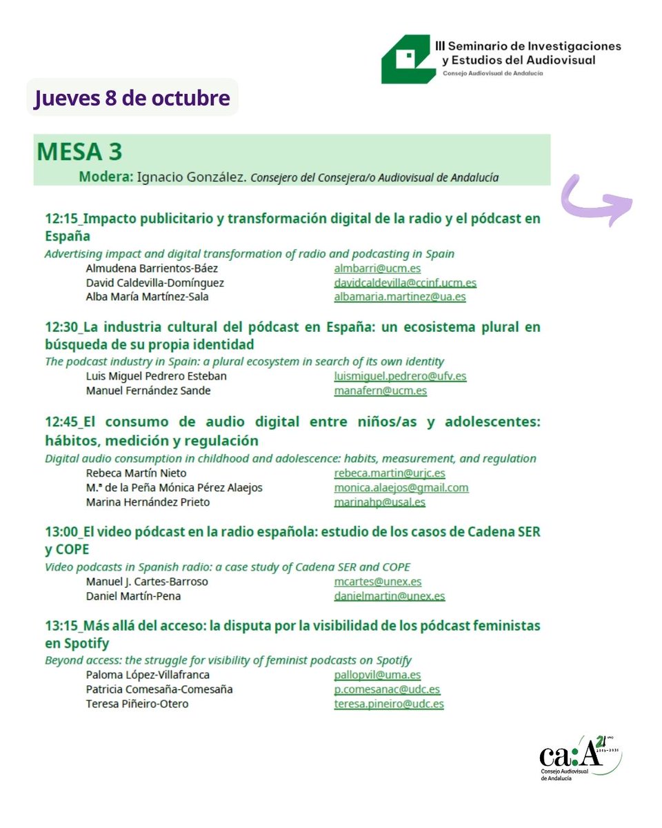 CAudiovisualAnd's tweet photo. Descubre el programa del III SeminCAA, que celebraremos el próximo 8 de octubre bajo el título "Transformaciones, cambio de paradigmas en los medios de comunicación y nuevos hábitos de consumo". https://t.co/D1NvxajC3P