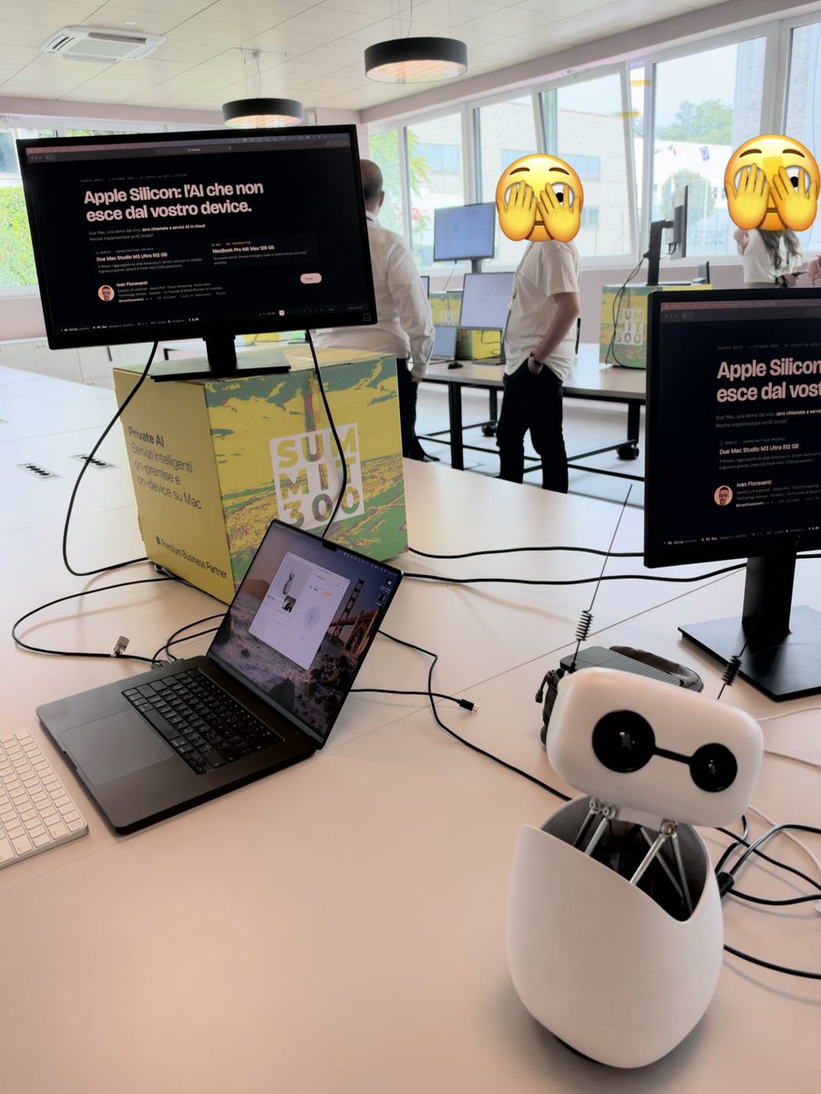 Reachy Mini is always the star of the show when I bring it with me! Especially combined to speech-to-speech by @andimarafioti running locally combined with Reachy Mini Conversation App by @ailozovskaya

It's an incredible interface to showcase Local AI!