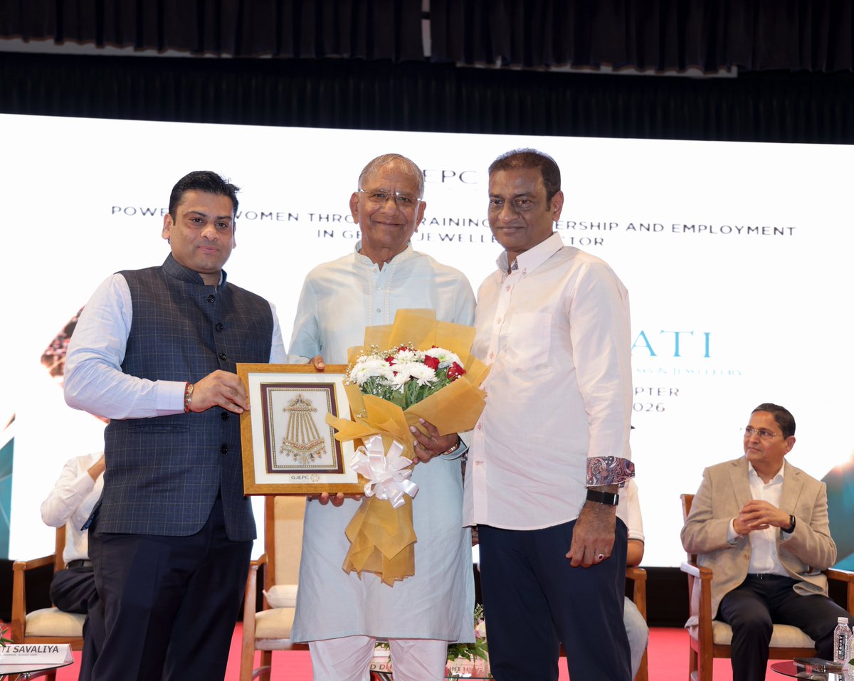 GovindLDholakia's tweet photo. The #gemsandjewelleryindustry has many opportunities for those who are willing to learn, build skills and grow.

It was encouraging to be part of the launch of UNNATI - Powering Women in Gems & Jewellery, an initiative of the @GJEPCIndia (The Gem and Jewellery Export Promotion Council), in Surat. The launch was also graced by Hon. Deputy Chief Minister of Gujarat Shri @sanghaviharsh ji along with Shri @kirit_bhansali ji, Chairman of GJEPC, and other respected members of the industry.

More than 1,100 women, including students, homemakers and women connected with the industry, came together for the launch. The first phase of UNNATI aims to enrol at least 200 women in skill development courses covering areas such as CAD jewellery design, diamond assorting and 4Cs grading, gemmology, stone setting, luxury retail and quality control.

I have always believed that when we give a person the right skill, we give them the confidence to move forward. UNNATI can open new doors for women to learn, build careers, become entrepreneurs and take on leadership roles in the gems and jewellery industry.

I appreciate #GJEPC and everyone who has come together to make this initiative possible.

This is a meaningful beginning, and I look forward to seeing many more women become a part of the growth and future of our industry.

#UNNATI #WomenEmpowerment #SkillDevelopment
