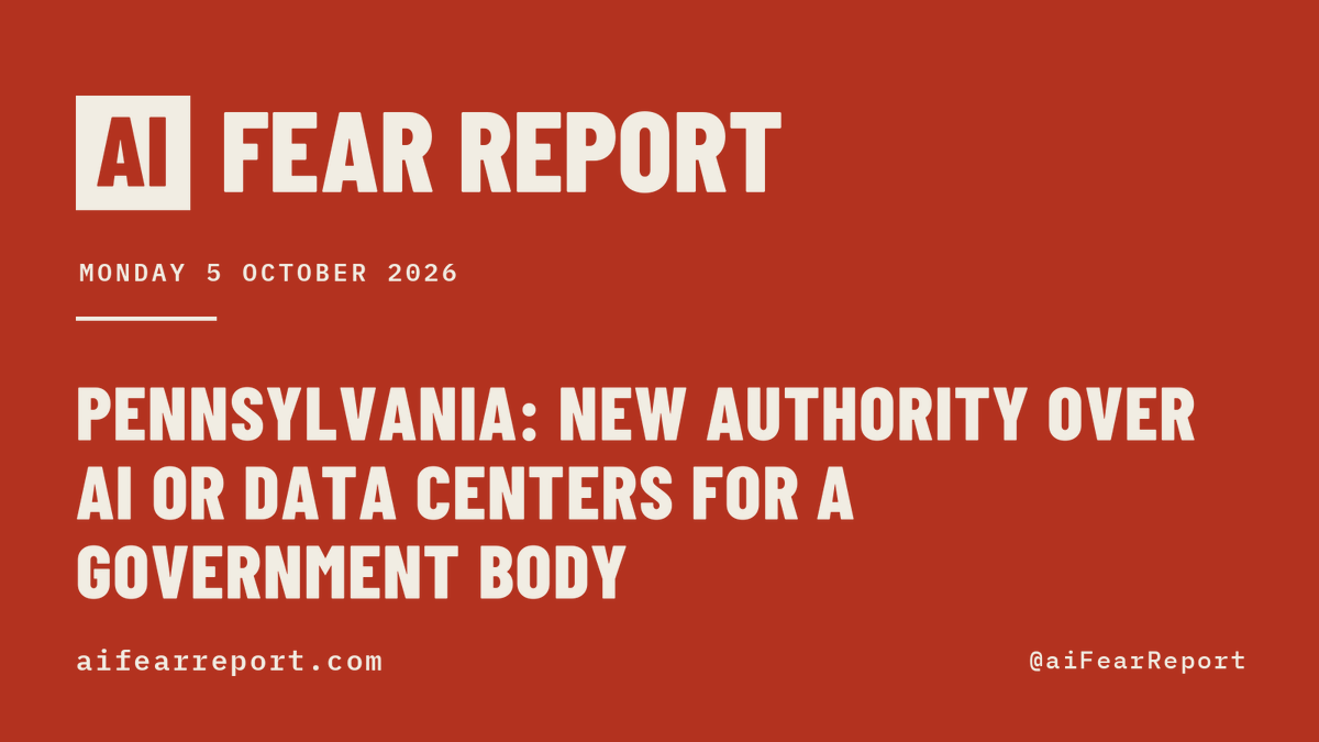 aiFearReport's tweet photo. Here is how your fear of AI is being used to centralize power today.

Pennsylvania would give the Department of Health, Insurance Department, and Department of Human Services the power to regulate artificial intelligence use by facilities, insurers, and MA or CHIP plans. Not passed.

169 measures in 40 jurisdictions would require a label, watermark, or disclosure on AI content, or a notice to the people AI is used on.

29 measures in 11 jurisdictions cite the fear that AI is coming for the jobs.

2,239 measures tracked. 754 carry a control, and they would hand new power to 101 offices.