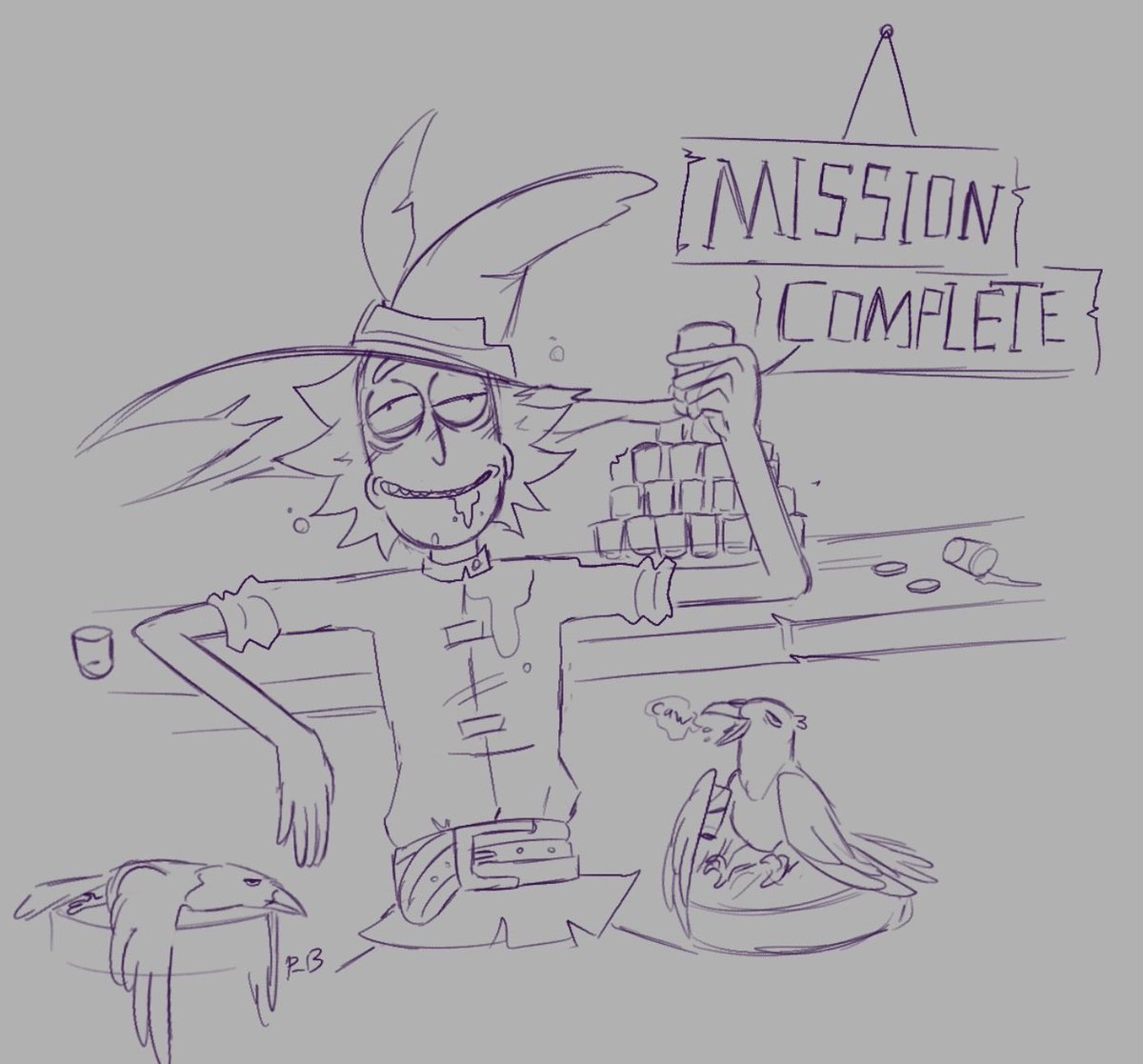 Plaster_bl00d's tweet photo. Very drunk Crow rick and screenshot redraws, I’m really yet to find a frame of him that I can deem unattractive #ricksanchez https://t.co/IIw3QHJdlz