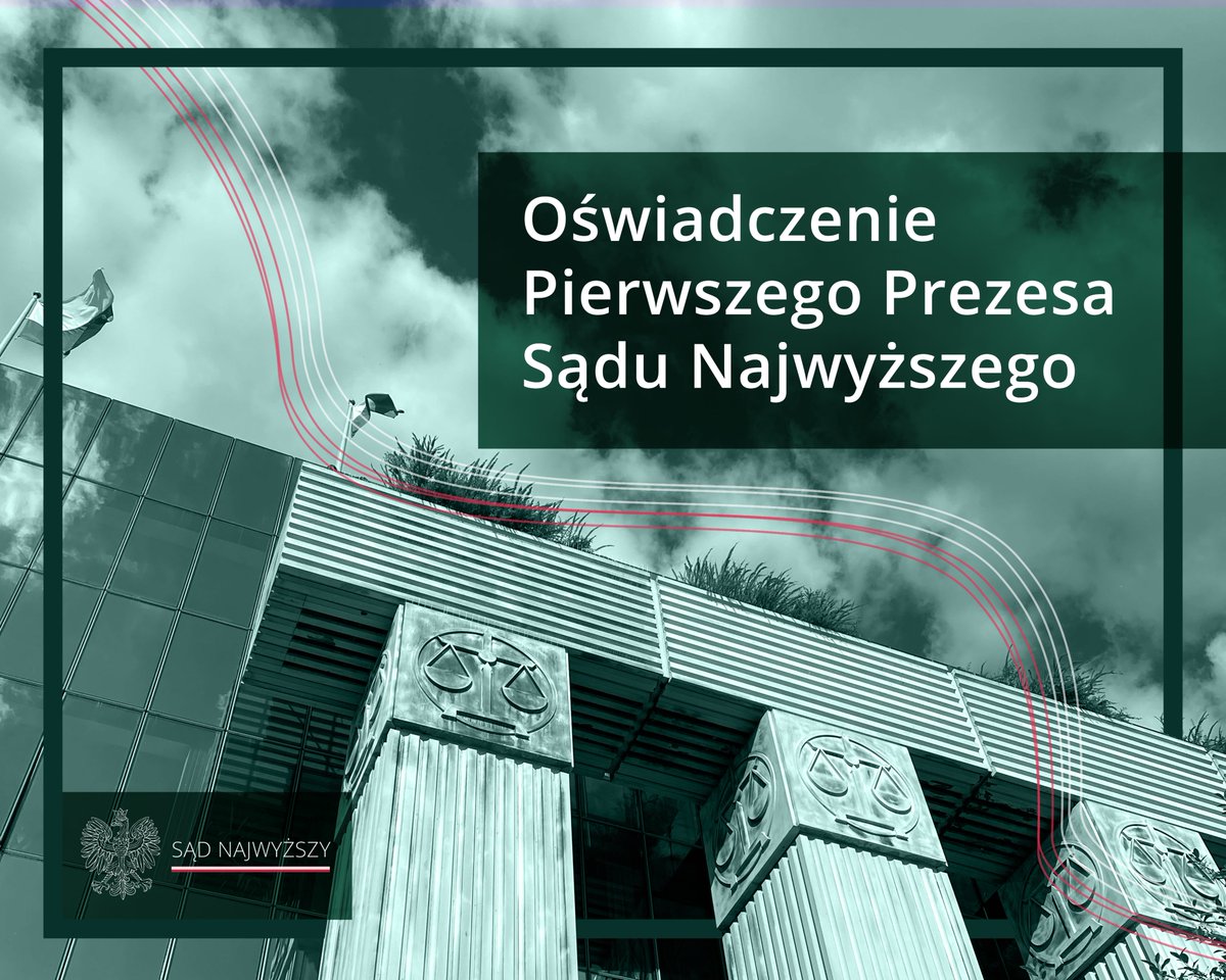 SN_RP_'s tweet photo. Oświadczenie Pierwszego Prezesa Sądu Najwyższego w związku z wypowiedziami Ministra Sprawiedliwości – Prokuratora Generalnego dotyczącymi postanowienia Sądu Okręgowego w Warszawie z dnia 30 września 2026 r. w przedmiocie wydania listu żelaznego jednemu z posłów na Sejm Rzeczypospolitej Polskiej, a także osoby sędziego, który wydał to rozstrzygnięcie.
https://t.co/RV1uFXsmw3