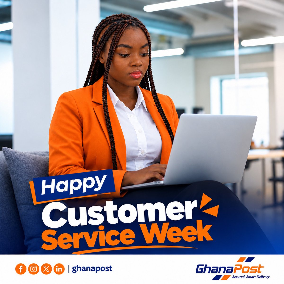 ghanapost_'s tweet photo. Happy Customer Service Week!

This week and always, Ghana Post is going the Extra Mile for you!

We’re listening closely, responding faster, finding solutions and making every customer interaction count.

We’re committed to serving you better!

Thank you for choosing Ghana Post. https://t.co/fHXmJF6US4