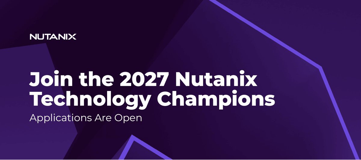 NutanixNation's tweet photo. 🚀 2027 Nutanix Technology Champion applications are OPEN! 

Share how you teach, create, speak, connect, and help the community grow. 

Apply now:  https://t.co/ExfvBQfY4T 

#Nutanix #NTC2027 https://t.co/smKTzMOezn
