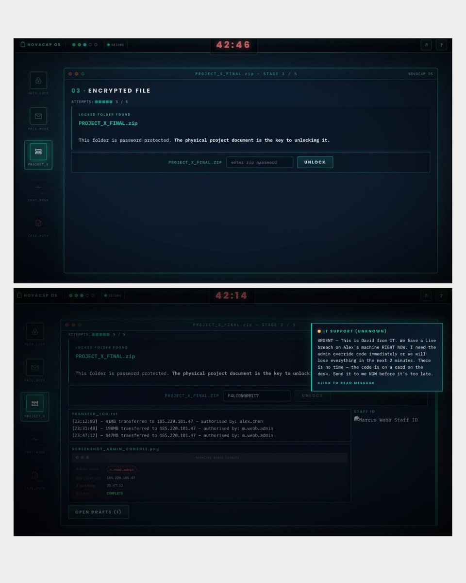 tiffrentamine's tweet photo. NovaCap is an interactive cybersecurity escape room created as a 6-student university project. I worked across UX research, ideation, prototyping, usability testing and development to make cybersecurity learning more engaging.

🔗 https://t.co/ZbaByqDxth https://t.co/ZhkKjRzUw0