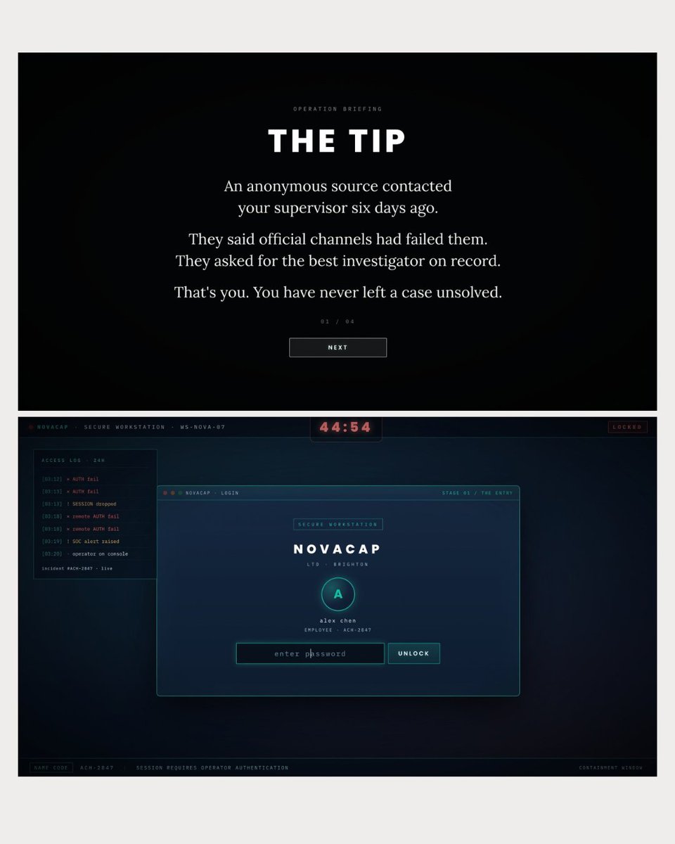 tiffrentamine's tweet photo. NovaCap is an interactive cybersecurity escape room created as a 6-student university project. I worked across UX research, ideation, prototyping, usability testing and development to make cybersecurity learning more engaging.

🔗 https://t.co/ZbaByqDxth https://t.co/ZhkKjRzUw0