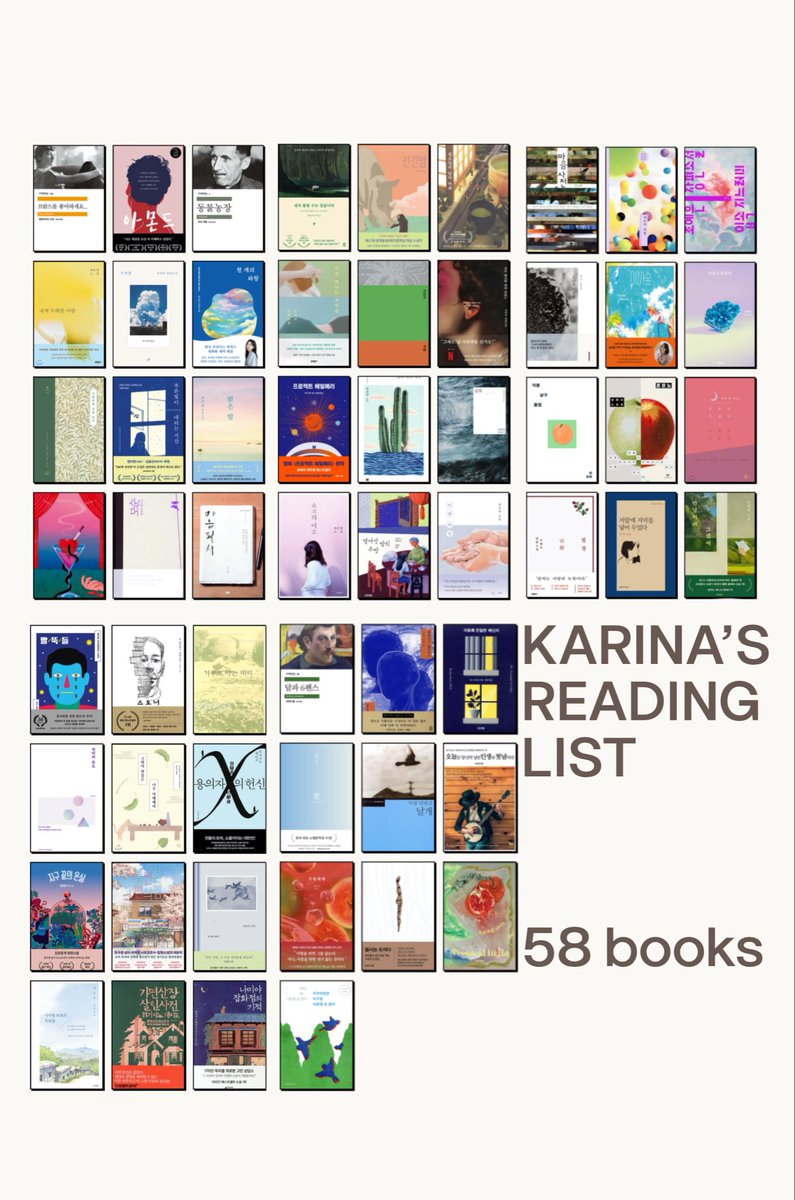 JENRINAES's tweet photo. karina being a massive bookworm is impressive as hell😭 she’s out here with a whole list like this while doing group activities, brand deals, solo schedules nonstop

the range is wild too, from classics to hidden gems &amp; feminist literature. she’s the coolest fr https://t.co/RbP0ZWRN86