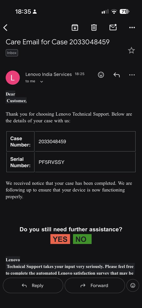 itzudyn's tweet photo. How exactly is a case “closed” without resolving the issue? Is this how Lenovo handles a brand-new defective laptop? Fraud?
#Lenovo #LenovoIndia #IdeaPadSlim3X #LenovoSupport #CustomerService #ConsumerRights #DefectiveProduct #TechSupport #LaptopIssue #PoorCustomerService https://t.co/zow5UyfKad