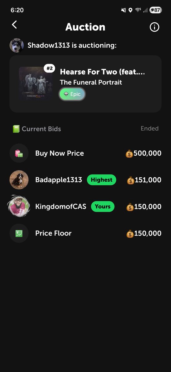 TheRunningCAS's tweet photo. Hello friends at @soundmap_app . Do you have rules on collusion regarding auctions? Very sus here. https://t.co/DOfEii6INQ