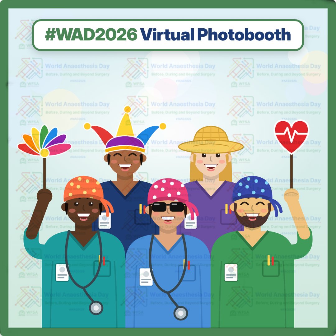 wfsaorg's tweet photo. 📸 The #WAD2026 Virtual Photobooth is LIVE!
Show the world you're celebrating World Anaesthesia Day 2026 and the theme Before, During and Beyond Surgery.
👉 Take your WAD2026 photo: https://t.co/k9DTsTGYF2

Share it on social media, tag @wfsaorg and use #WAD2026. We’d love to see your photos and reshare your posts! 🌍