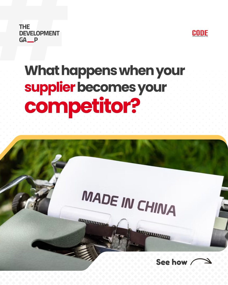 Connected_dev's tweet photo. What happens when your supplier becomes your competitor?

This week on #TheDevelopmentGap, we ask how competition can deliver affordable products while helping Nigerian businesses grow.

How much value stays in the local economy? 

1/3🧵
#TheDevelopmentGap #LocalProduction https://t.co/WHGGGSdd9k