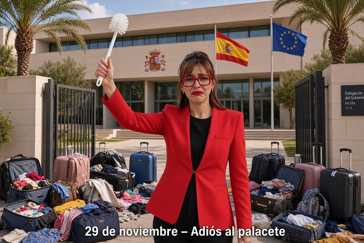 JoseValdivieso's tweet photo. El próximo 29 de noviembre por fin la socialista @SabrinaMohh tendrá que abandonar la mansión en la que vive dentro de la Delegación del Gobierno.
Mi gran duda es: ¿Se llevará la escobilla del váter que Koldo le compró? https://t.co/bFqHYkGuWV
