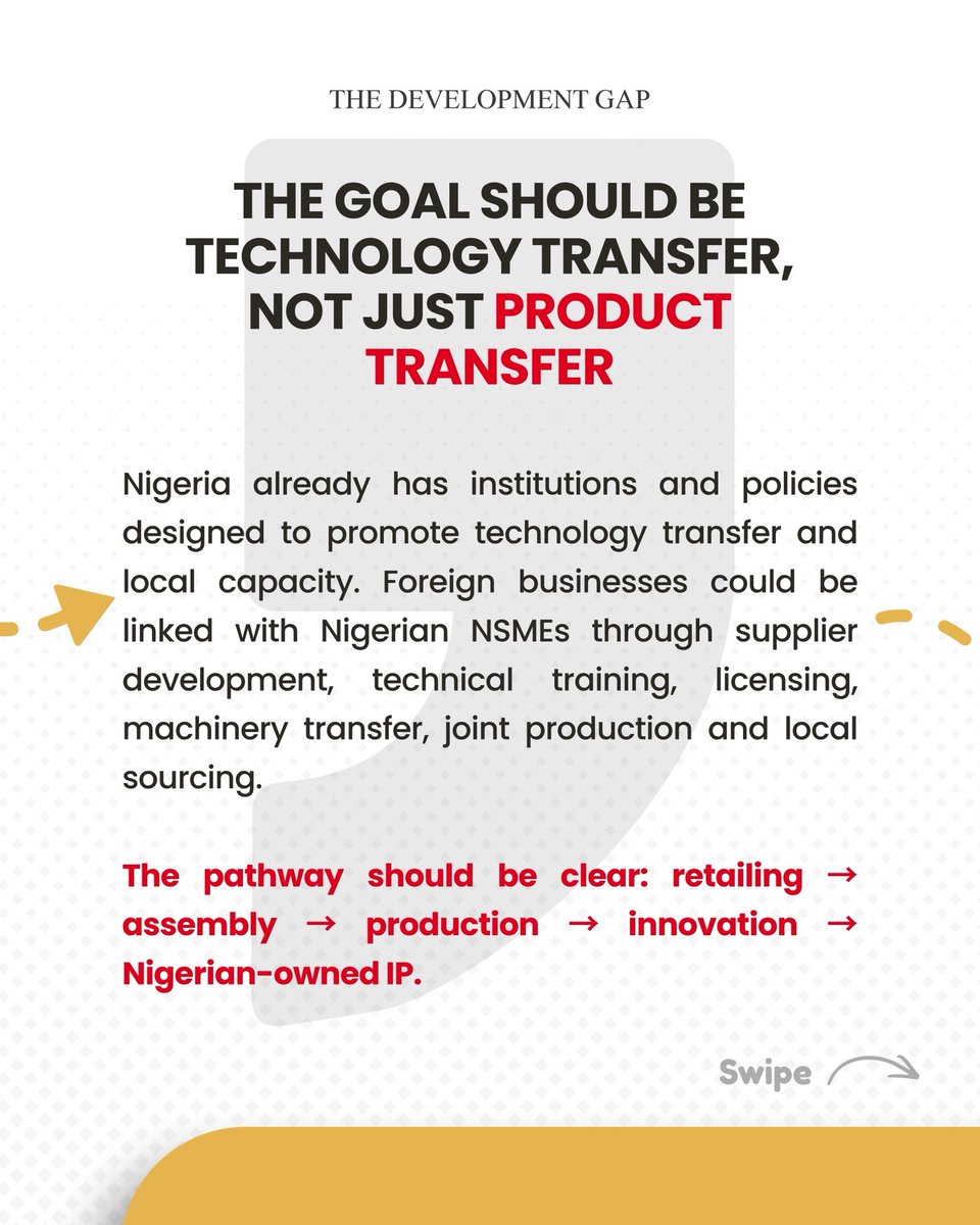 Connected_dev's tweet photo. What would help Nigerian businesses move from selling products to making them and owning the innovation behind them?

So, what is the biggest barrier to that shift?

3/3🧵
#TheDevelopmentGap #LocalProduction https://t.co/be0xpSCGey