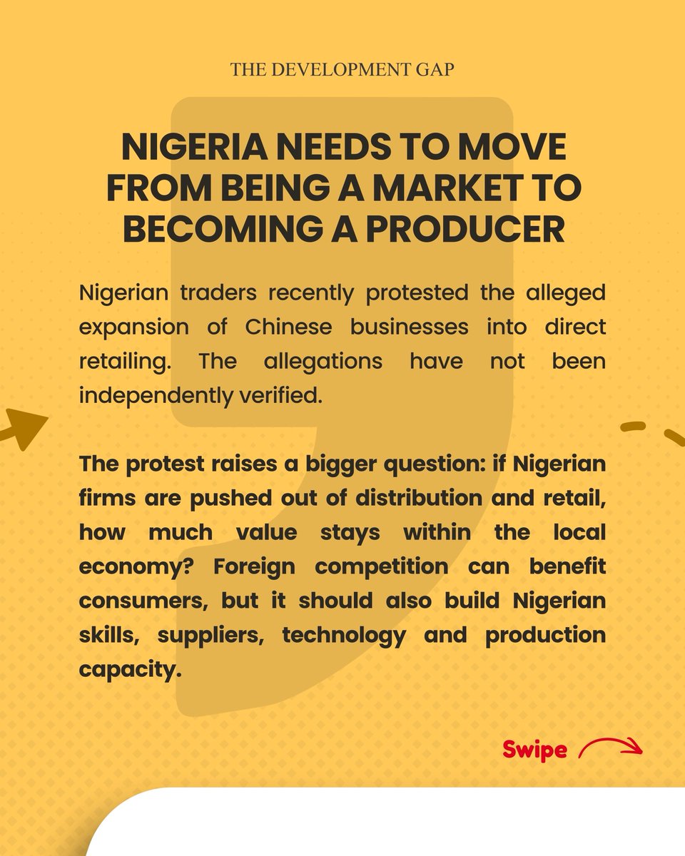Connected_dev's tweet photo. What would help Nigerian businesses move from selling products to making them and owning the innovation behind them?

So, what is the biggest barrier to that shift?

3/3🧵
#TheDevelopmentGap #LocalProduction https://t.co/be0xpSCGey