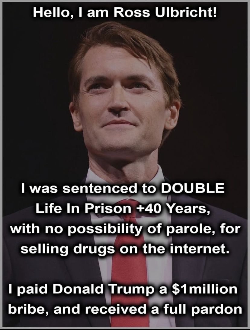 Justme32502116's tweet photo. On January 21, 2025, President Donald Trump granted Ulbricht a full, unconditional presidential pardon. Ulbricht was released from a federal prison in Arizona later that evening. https://t.co/pA9vNu3vs6