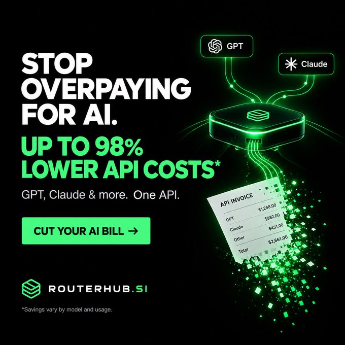 RouterHubSI's tweet photo. New model added:

[+] gpt-6.1-sol for 98% off

https://t.co/QaNjzGrZo2 https://t.co/9Gd0LRieyO