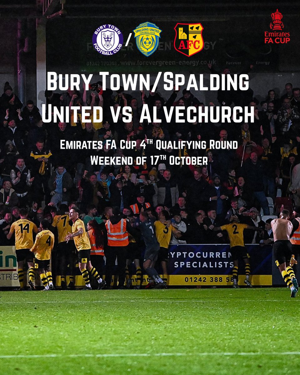Alvechurch1st's tweet photo. We have been drawn away to the winners of Bury Town/Spalding United in the Fourth Qualifying Round of the Emirates FA Cup 🏆 https://t.co/wazQcSpxzR