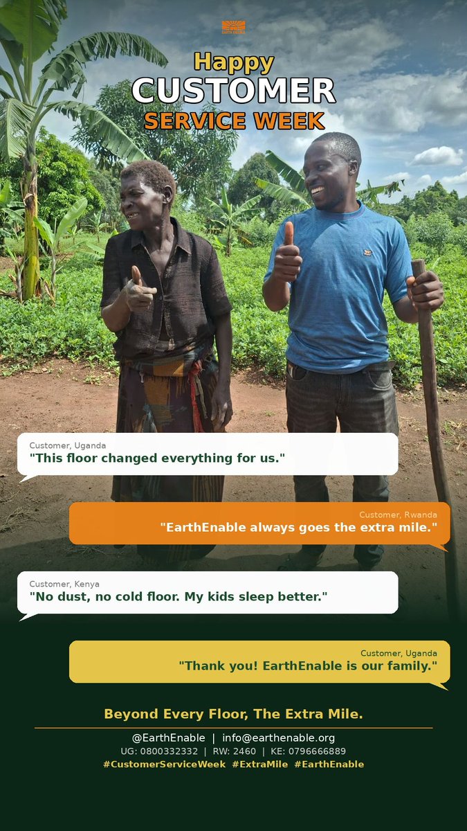 EarthEnable's tweet photo. Happy Customer Service Week! 💚

To every family who trusted EarthEnable with their home - thank you. You are not just our customers. You are our bosses.

Beyond every floor, we go the extra mile. Always.

#ExtraMile #CustomerServiceWeek https://t.co/EVF6LprW1A