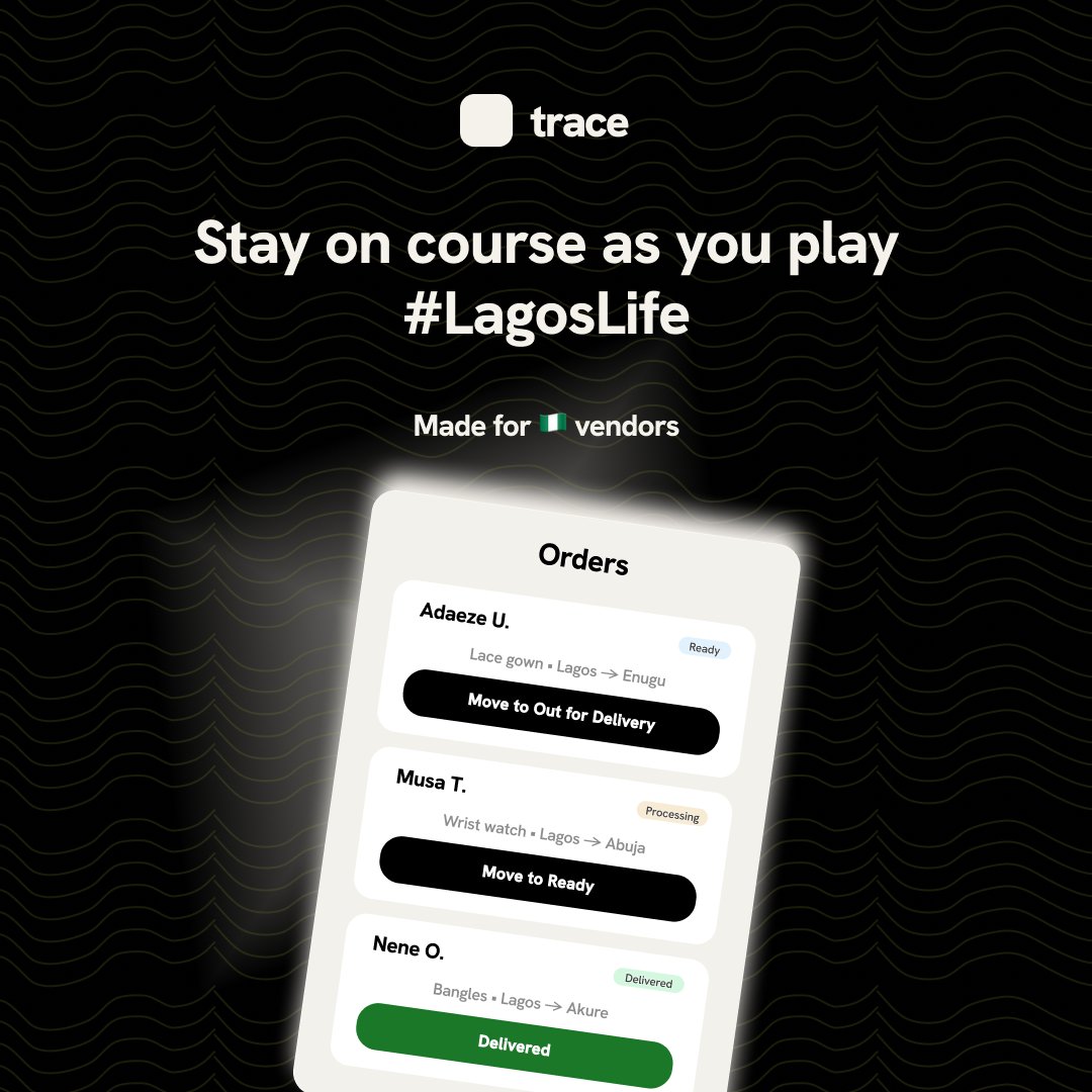 TracebyNC's tweet photo. Don't forget to stay on course with your orders as you explore #lagoslife. Use Trace to stay organized, get receipts, invoices, and business insights, and send automated order updates to your customers via WhatsApp. Try Trace for free at https://t.co/hhwgCtDSXt. https://t.co/VagJUF4w8H