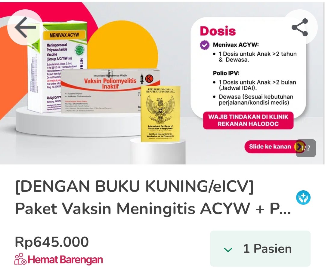 morovoucher's tweet photo. Barangkali ada yang mencari layanan homecare untuk vaksin meningitis dan polio dengan buku kuning/eICV di Halodoc tersedia yaa ✨

Booking di aplikasinya, apply kode voucher ini :
🎟️ HLDXHKZJ38

Voucher bisa digunakan hingga 15 Oct 26 📌

#zonauang #zonajajan https://t.co/Uf04nCJEsZ