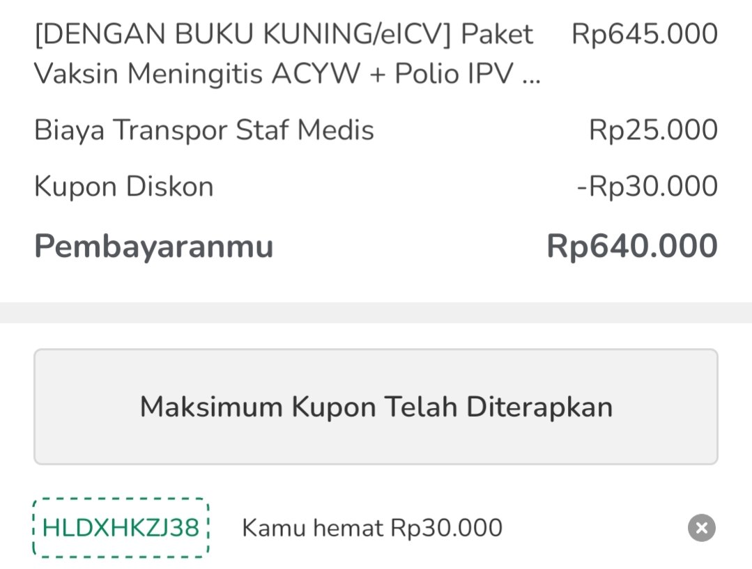 morovoucher's tweet photo. Barangkali ada yang mencari layanan homecare untuk vaksin meningitis dan polio dengan buku kuning/eICV di Halodoc tersedia yaa ✨

Booking di aplikasinya, apply kode voucher ini :
🎟️ HLDXHKZJ38

Voucher bisa digunakan hingga 15 Oct 26 📌

#zonauang #zonajajan https://t.co/Uf04nCJEsZ