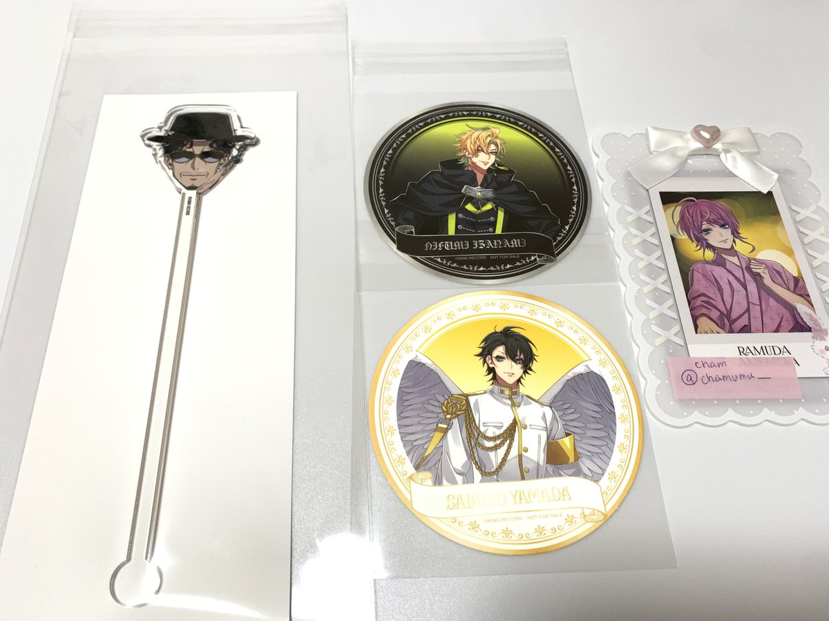 chamumu___'s tweet photo. 【交換】
ヒプノシスマイク ヒプマイ カフェ 9th 
マドラー、コースター

マドラー
譲▶︎零

求▶︎零以外なら誰でも

コースター
譲▶︎三郎、一二三

求▶︎乱数、幻太郎、左馬刻

郵送での交換希望。検索からもお気軽にお声掛けください。 https://t.co/sJz1w8B2Y3