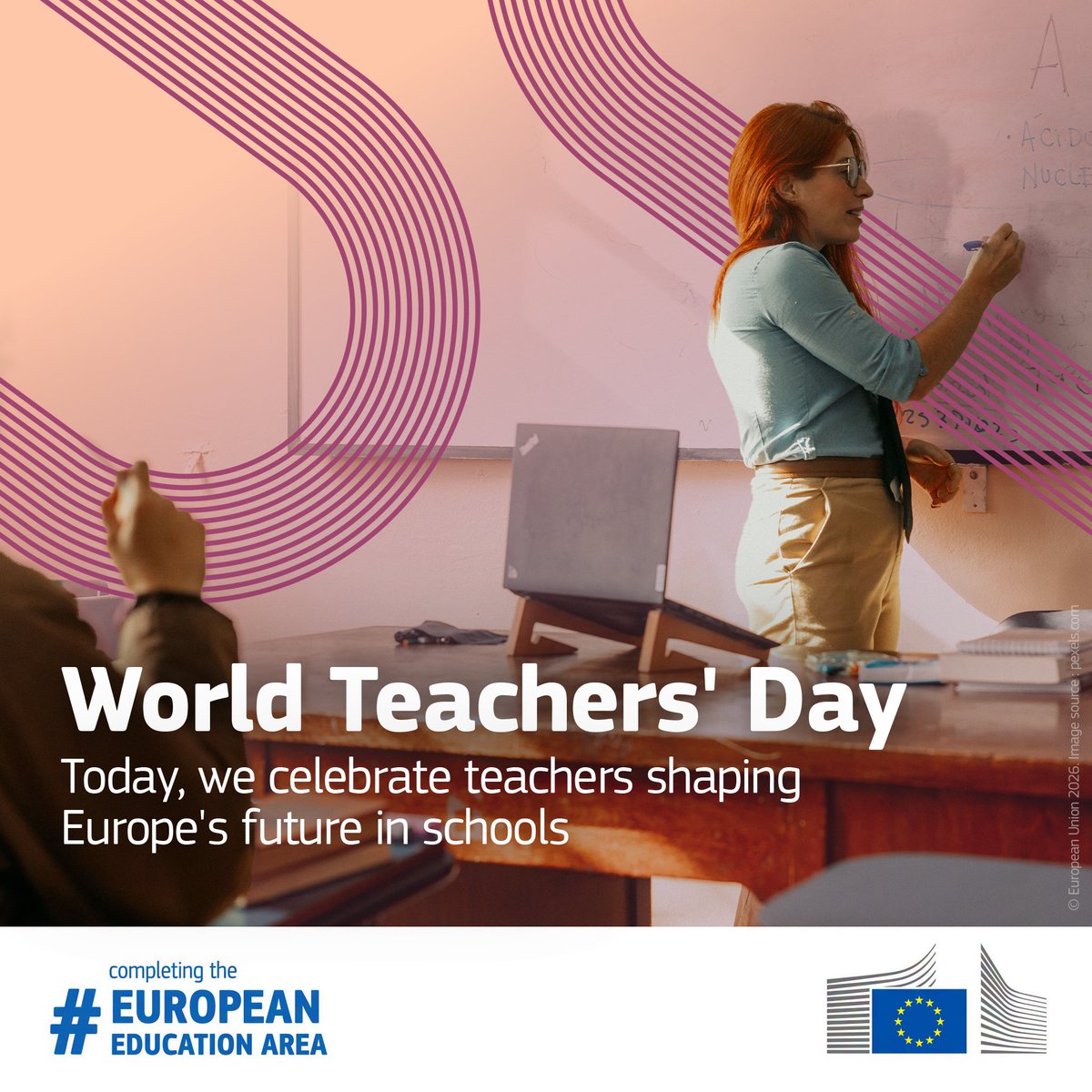 EUErasmusPlus's tweet photo. On World Teachers’ Day, we celebrate the teachers shaping Europe’s future.

🆕EU analysis of @OECD’s PISA 2025 shows the importance of supporting teachers as basic skills continue to decline across the EU.

📉1 in 3 students underachieve in maths &amp; reading; 1 in 4 in science.

⬇️ https://t.co/4qTTbR875F