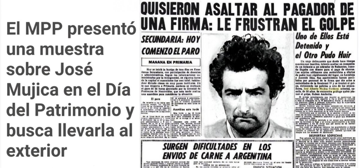 danielaleoni13's tweet photo. Topolansky dice que "se recopila material para una exposición definitiva".

Acá les dejo material de 1964 cuando arrestaron a Mujica, "un delicuente con profusos antecedentes" por "rapiñar a un cobrador" !! https://t.co/SrIOiFinxy