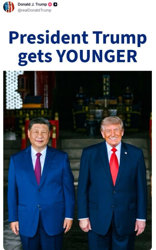 IRANinFINLAND's tweet photo. DJT @POTUS @realDonaldTrump, you may be getting younger. However, in politics, thatโs not a flex, it just means youโre acting more immature.
#PoliticalImmaturity
#ReverseAging
#PoliticalKnowledge
#China
#US https://t.co/W1GLT4SWHJ
