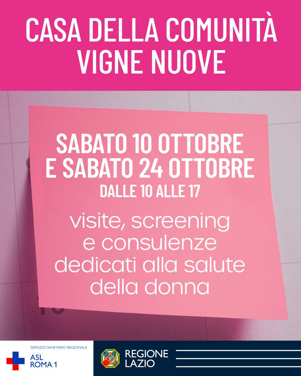 ASLRoma1's tweet photo. ๐ท๏ธ Mettilo in agenda!
Un altro #openday, stavolta dedicato alla ๐๐ฎ๐น๐๐๐ฒ ๐ฑ๐ฒ๐น๐น๐ฎ ๐ฑ๐ผ๐ป๐ป๐ฎ: ๐๐ฎ๐ฏ๐ฎ๐๐ผ ๐ญ๐ฌ ๐ผ๐๐๐ผ๐ฏ๐ฟ๐ฒ e ๐๐ฎ๐ฏ๐ฎ๐๐ผ ๐ฎ๐ฐ ๐ผ๐๐๐ผ๐ฏ๐ฟ๐ฒ la Casa della Comunitร Vigne Nuove organizza due giornate dedicate a visite, screening e consulenze, nell'ambito della campagna #OttobreRosa.
La partecipazione รจ libera, per informazioni sugli #screening e le attivitร previste visita la news sul nostro sito ๐
https://t.co/zBm4XiKISR
#ASLRoma1