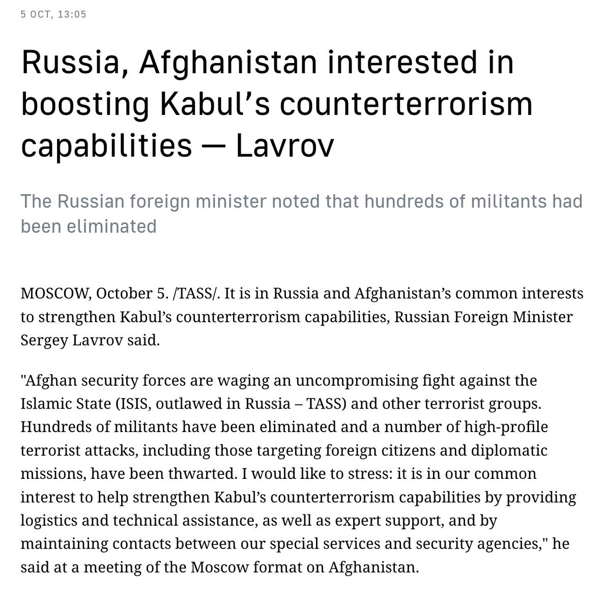 SamriBackup's tweet photo. Russian Foreign Minister Sergey Lavrov: It is in #Russia and Afghanistan’s common interests to strengthen #Taliban’s counterterrorism capabilities. Taliban security forces are waging an uncompromising fight against #ISKP and other terrorist groups.
https://t.co/21mulRQjnF https://t.co/P0l7CQ4gSe