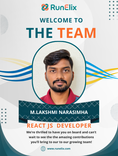 RunelixL75660's tweet photo. ๐ Welcome to the RunElix Technologies team, M. Lakshmi Narasimha!
Weโre excited to have you join us as a React JS Developer ๐ป
๐ Welcome aboard!
๐ https://t.co/COapOZfBOZ
#ReactJS #ReactJSDeveloper #TeamRunElix #WelcomeToTheTeam #TechTeam #RunElix https://t.co/zwIg7zoTfs
