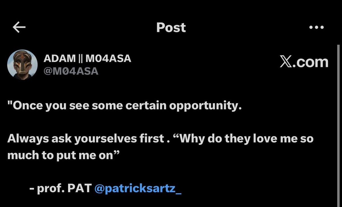 patricksartz_'s tweet photo. @wilson_ E no pass like that!

Always ask yourself…

“Why do they love me so much.?” https://t.co/niiC3XAQQx