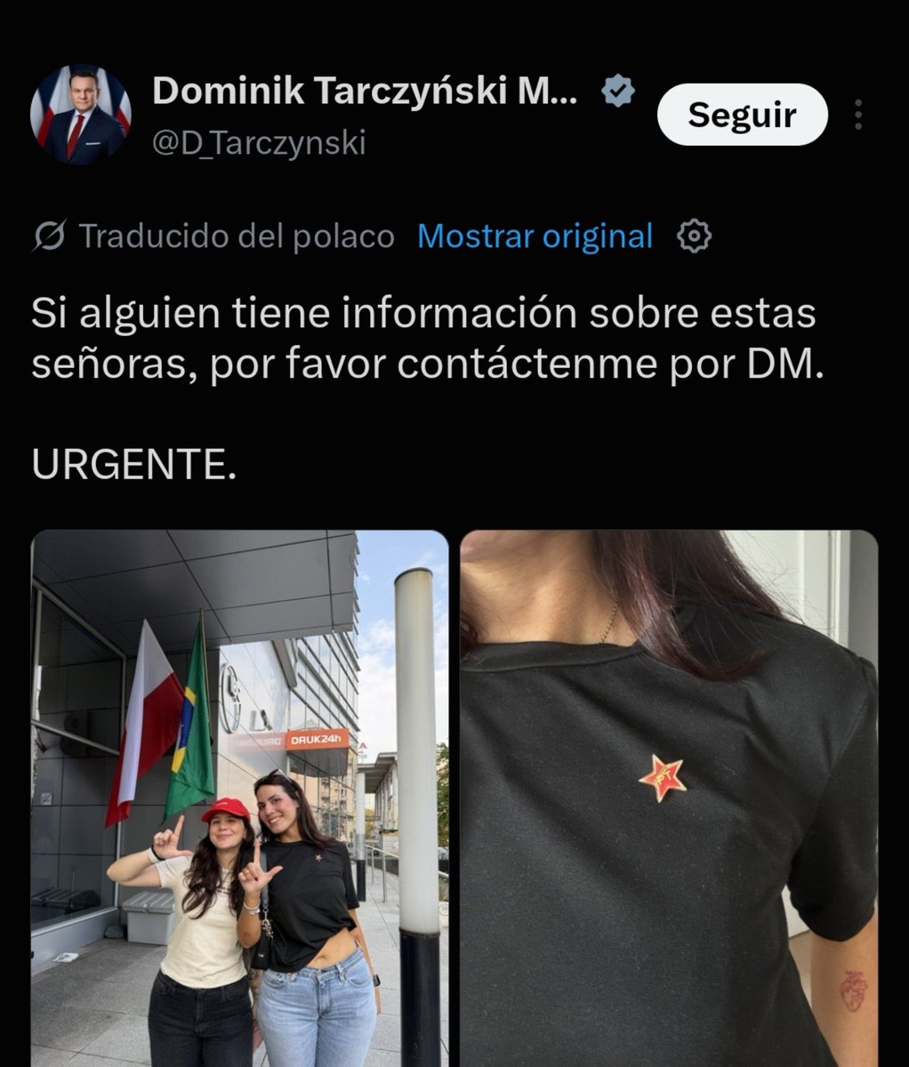 therealbuni's tweet photo. Ayer una brasilera subio fotos militando a lula en polonia

Donde el comunismo esta prohibido 

Ahora un eurodiputado polaco la esta buscando para deportarla https://t.co/In6UazZ3tO