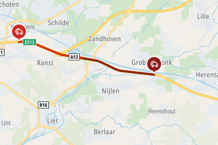 ANWBeuropa's tweet photo. In #België op de #E313 Luik ► Antwerpen Bij Ranst. +30 min. https://t.co/ByOElZzmDg