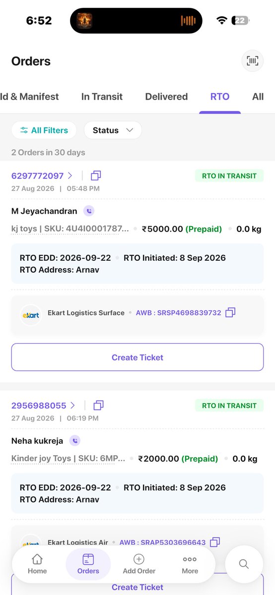 arnav30's tweet photo. @SRSocial_ @ShiprocketCare @ShiprocketIndia 1 parcel has been marked lost and got the refund still waiting for these 2 refunds!! Do it immediately ita been so long its so frustrating now!! https://t.co/Neit53rTfz