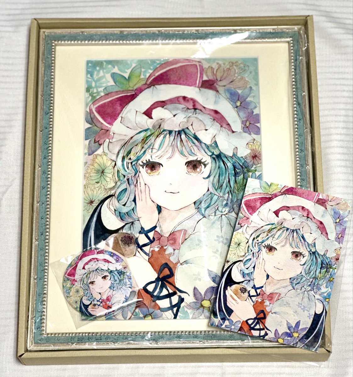 kanakoi1003's tweet photo. でこぼ工房さんで購入させていただいたレミリアの水彩原画、TLにたまたま流れてきたイラストが販売されると聞いて即購入。@higuniku さんの優しい画風がとても素敵です！！！！！ https://t.co/HjO8CvHnkD