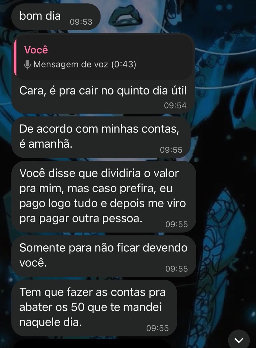 sifodeman's tweet photo. a pessoa me deve e ainda fica brava por eu cobrar, vsfd https://t.co/Jyh4QTt1v7